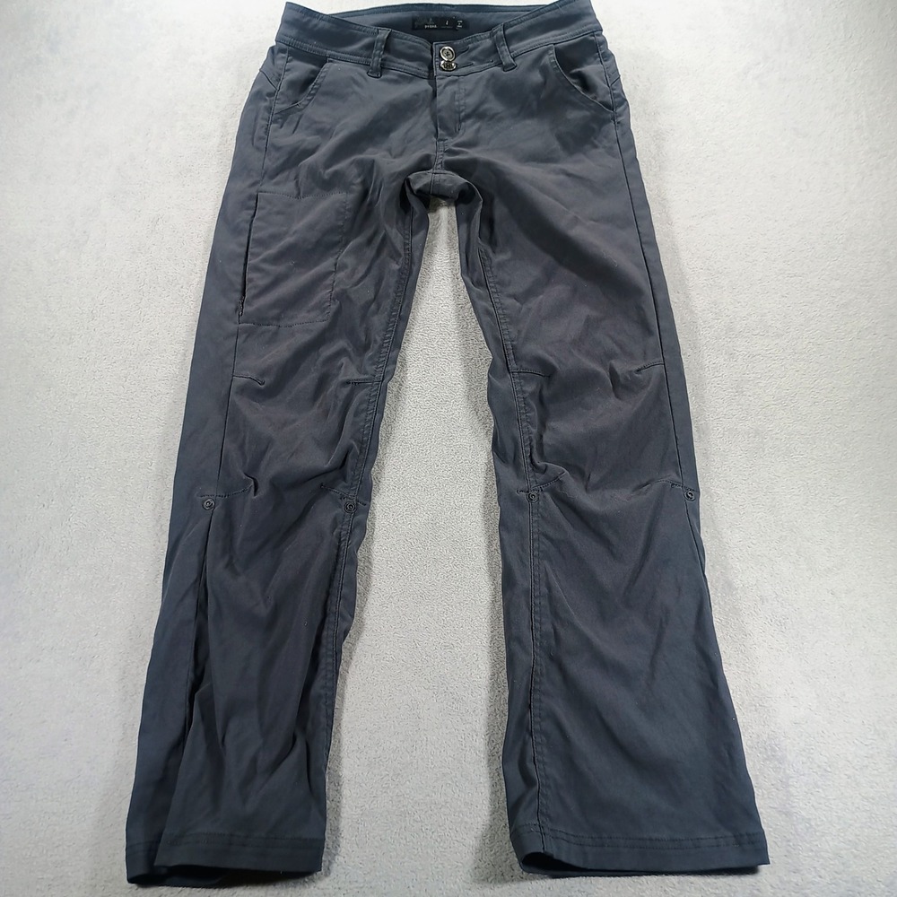prAna Womens Halle Hiking Pants Gray 4 Short Inseam Roll Up Leg